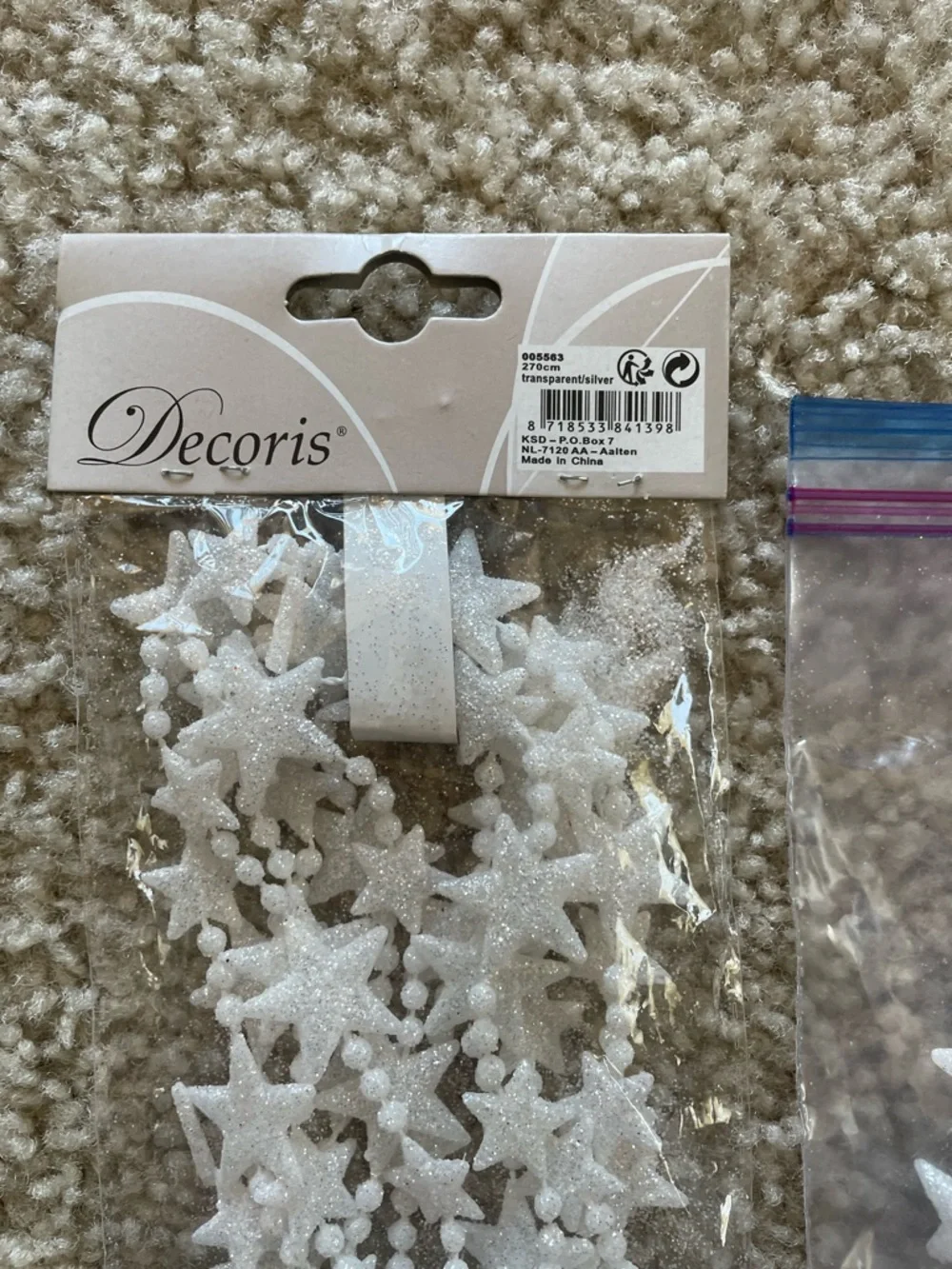 White Glitter Star Garland